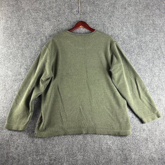 Banana Republic Sweater Mens XL Green Cotton Crew Neck Pullover Split Hem - Picture 5 of 6